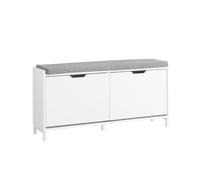 SoBuy Banco Zapatero con Asiento 105x24x52cm para recibidor | Zapatero banco con cojín gris, estructura hierro y MDF, capacidad 8 pares, carga 250kg FSR151-L-W