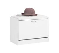 SoBuy Banco Zapatero con Asiento 60x30x45cm para recibidor | Puff almacenaje estrecho con 3 niveles, cojín PU, carga 120kg, blanco FSR16-W