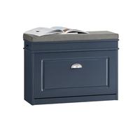 SoBuy FSR82-L Camión volquete de zapatos Mueble para zapatos con solapa Banco para zapatos con cojín de asiento Cómoda para zapatos Banco BHT aprox: 75x51x24cm Azul