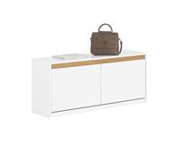 SoBuy Banco Zapatero con Asiento y 2 Solapas - Banco Almacenaje con Estantes Ajustables, Zapatero Entrada Recibidor Dormitorio - Blanco, 104x30x47cm, 240kg - FSR171-W