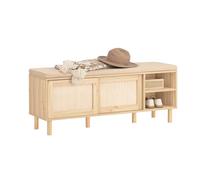 SoBuy FSR163-N Banco Zapatero Banco de Almacenamiento con 2 Puertas y 2 estantes 121 x 35 x 49 cm Natural ES