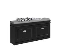 SoBuy Banco Zapatero con Asiento y Almacenaje - Puff Organizador con 2 Solapas, Estrecho para Zapatero Entrada Recibidor, Recibidores de Entrada y Dormitorio, 104x24x52cm Negro FSR64-SCH
