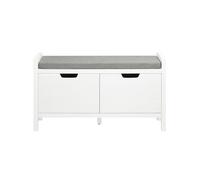 SoBuy Banco Zapatero con Asiento y Almacenaje - Zapatero Entrada Recibidor con 2 Puertas Blanco para Recibidores de Entrada, Dormitorio o Pasillo - Capacidad 150kg 91x30x50cm FSR63-II-W