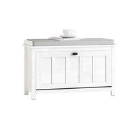 SoBuy Banco Zapatero con Asiento y Puerta - Banco Almacenaje con Estante Ajustable para Entrada Dormitorio - Blanco, 80x30x50cm, Capacidad 150kg - FSR161-W