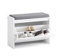 SoBuy Banco Zapatero con Asiento - Zapatero Recibidor para Entrada y Recibidor, Almacenaje para 4-6 Pares de Zapatos, 150kg de Carga, Diseño Moderno, Blanco, 62x26x46cm, FSR98-W