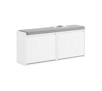 SoBuy Banco Zapatero con Asiento - Zapatero Recibidor para Entrada y Recibidor, Almacenaje para 8-10 Pares de Zapatos, 155kg de Carga, Diseño Moderno, Blanco, 100x26x46cm, FSR98-XL-W