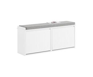 SoBuy Banco Zapatero con Asiento - Zapatero Recibidor para Entrada y Recibidor, Almacenaje para 8-10 Pares de Zapatos, 155kg de Carga, Diseño Moderno, Blanco, 100x26x46cm, FSR98-XL-W