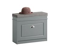 SoBuy Banco Zapatero con cajón 60x24x51cm para recibidor | Zapatero entrada con asiento y cajón superior, MDF de alta densidad FSC, cojín espuma densa, carga 150kg, gris FSR82-K-HG