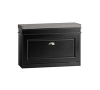 SoBuy Banco Zapatero con cajón 75x24x51cm para recibidor | Zapatero entrada con asiento y almacenaje, MDF FSC, cojín espuma densa, carga 150kg, negro FSR82-L-SCH