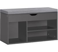 SoBuy Banco Zapatero Armario de Almacenamiento con Cajón y 3 Compartimientos 80 x 31 x 48 cm Gris Oscuro FSR45-DG ES