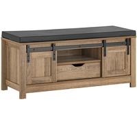 SoBuy Banco zapatero con puerta corrediza de granero madera marrón