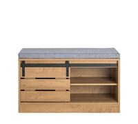 SoBuy Banco zapatero con puerta corrediza de granero mdf marrón