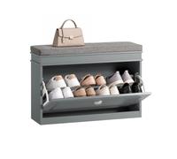 SoBuy Banco Zapatero con Puertas Abatibles, 75×51×24 cm, Gris Claro | Fondo de 24 cm, Ideal para Pasillos Estrechos; Soporta 150 kg, Estable para Mayores y Niños; Estilo Nórdico, FSR82-L-HG