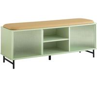 SoBuy FSR115-GR Banco Zapatero con Puertas Correderas Armario Multifuncional para Entrada con Estantes 110 x 35 x 46 cm Verde ES