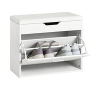 SoBuy FSR95-W Banco Zapatero con 1 Solapas Banco de Almacenamiento con Cojín Acolchado de Asiento 60 x 30 x 50 cm ES
