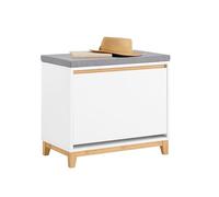 SoBuy Banco Zapatero Entrada Recibidor - Banco Zapatero con Asiento y Almacenaje - Puerta Abatible con Estantes Ajustables - Ideal para Pasillo y Hogar Moderno - 60x34x55cm 115kg Blanco FSR191-WN
