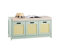 SoBuy Banco Zapatero Entrada Recibidor con Asiento - Banco Zapatero con Almacenaje Cerrado y Cajón Extraíble - Ideal para Recibidores, Dormitorios y Pasillos - Verde 90x35x45 cm FSR182-GR