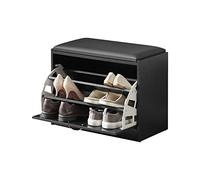 SoBuy Banco Zapatero Entrada Recibidor con Asiento - Puff Almacenaje Estrecho para Dormitorio y Recibidor - Banco Zapatero Negro para Espacios Reducidos, 60x30x47cm, Soporta 120kg - FSR16-SCH