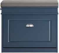 SoBuy Banco zapatero pequeño con 1 solapa y 1 cajon azul