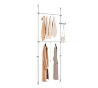 SoBuy Barra Telescópica Perchero Burro Ropa Resistente, Armario Abierto Ajustable con Barras para Dormitorio y Vestidor, Gris FRG109-II-HG