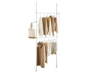 SoBuy Barra Telescópica Perchero Burro Ropa Resistente, Armario Abierto Ajustable con Barras para Dormitorio y Vestidor, Blanco FRG109-II-W
