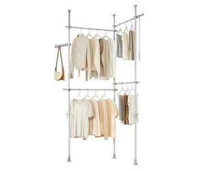 SoBuy Barra Telescópica Perchero Burro Ropa Resistente, Armario Abierto Ajustable con Barras para Dormitorio y Vestidor, Gris KLS03-II-HG