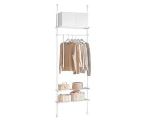 SoBuy Barra Telescópica Perchero Burro Ropa Resistente, Armario Abierto Ajustable con Barras y Estantes para Dormitorio y Vestidor, Blanco KLS07-W