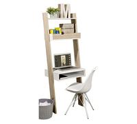 Sobuy biblioteca estante de almacenamiento con escritorio cúbico 65x40x179cm blanco natural frg111-wn 40 cm