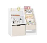 Sobuy biblioteca infantil montessori 3 niveles con cestas de tela almacenamiento juguetes mueble dormitorio blanco 80x40x80cm kmb119-w