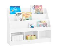 Sobuy biblioteca infantil mueble almacenamiento juguetes libros 3 niveles 100x30x80cm blanco kmb118-w