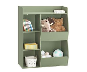 Sobuy biblioteca infantil para juguetes con 5 compartimentos 80x34x104cm verde kmb55-k-gr
