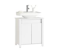 SoBuy Mueble bajo Lavabo - Armario baño con Puertas, Estante Regulable & Recorte para sifón - Mueble Compacto para baños pequeños, Blanco, 60x65,5x34cm BZR101-W