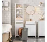 SoBuy BZR102-W armario alto con armario de baño plegable armario de baño armario de lavandería estrecho estante de baño muebles de baño BLANCO