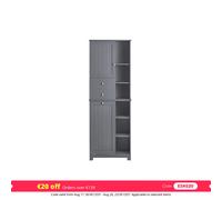 SoBuy BZR104 Armario alto con estante plegable para baño, armario estrecho para lavandería, estante para baño, armario para baño Gris oscuro