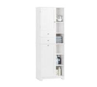 Sobuy bzr104-w armario alto de baño con estantes y cesto para ropa sucia 171 cm