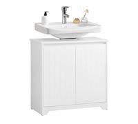 SoBuy BZR108-II-W Mueble para Debajo del Lavabo Fregadero Armario de Baño de Suelo con 2 Puertas 60 x 30 x 60 cm Blanco ES