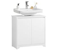 SoBuy BZR108-II-W Mueble para Debajo del Lavabo Fregadero Armario de Baño de Suelo con 2 Puertas 60 x 30 x 60 cm Blanco ES