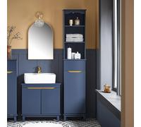 SoBuy Mueble Baño Columna Auxiliar de Baño con 3 Estantes Abiertos y Puerta con Cajón Armario Estrecho para Espacios Reducidos 35 x 30 x 170 cm BZR112-B