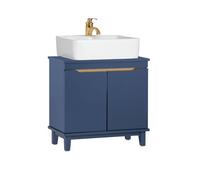 SoBuy Mueble Bajo para Lavabo - Armario de Baño con Puertas - Mueble Bajo para Lavabo, Muebles de baño Estrecho de Madera para Espacios Pequeños, Azul, 60 x 59 x 30 cm, BZR113-B