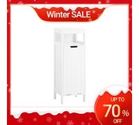 SoBuy BZR122-W armario de lavandería con bolsa de lavandería plegable cofre de lavandería cesta de lavandería armario de baño BHT aprox. 30x90x30 BLANCO