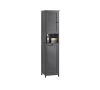 SoBuy Mueble Baño Columna con Cesto para Ropa Sucia Armario Auxiliar Estrecho con Estantería, Mueble Alto para Baño Pequeño 40x170x38 cm Gris BZR124-DG