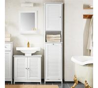 SoBuy BZR124-W Armario alto con bolsa de lavandería plegable, armario de baño, armario de lavandería estrecho, estante de baño Gris oscuro