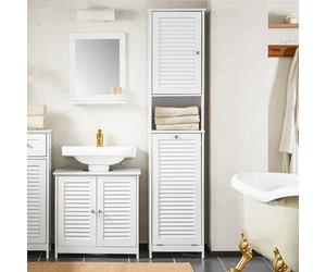 SoBuy BZR124-W Armario alto con bolsa de lavandería plegable, armario de baño, armario de lavandería estrecho, estante de baño Gris oscuro
