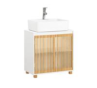SoBuy BZR125-W Mueble para Debajo del Lavabo Armario de Baño de Suelo con 2 Puertas Correderas Blanco 60 x 33 x 60 cm ES