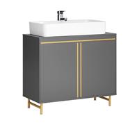 SoBuy BZR129-HG Mueble para Debajo del Lavabo Fregadero Armario de Baño de Suelo con 2 Puertas 75 x 35 x 65 cm Gris ES