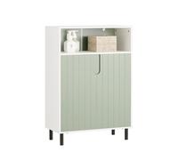 SoBuy BZR138-GR Armario de Suelo para baño Mueble Multifuncional para Baño con 2 Puertas y 1 Compartimentos 60 x 30 x 87 cm Verde y Blanco ES