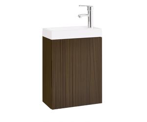 SoBuy BZR196-BR Mueble Bajo Lavabo 40 cm Mueble de Baño con Lavabo Suspendido Estrecho Pequeño Armario Auxiliar marrón