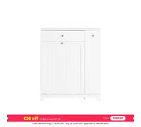 SoBuy BZR214-W Mueble de baño con recolector de ropa, 1 cajón, 2 cestas y compartimento extraíble 78x38x90cm BLANCO