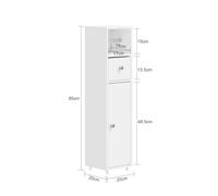 SoBuy BZR219-W Mueble Baño Auxiliar Estrecho 20cm, Armario Baño con Portarrollos y Cajón, Almacenaje Baño Pequeño con Estantes Ajustables, Cajonera Baño Slim para WC y Lavabo BLANCO