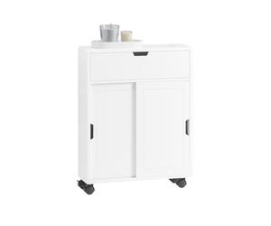 SoBuy BZR31-W Armario Auxiliar Baño Blanco con 2 Puertas y 1 cajón 52 x 17 x 67cm,ES, Madera de ingeniería